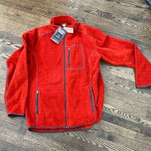 Mens Duluth Trading Red Fleece Zip-up